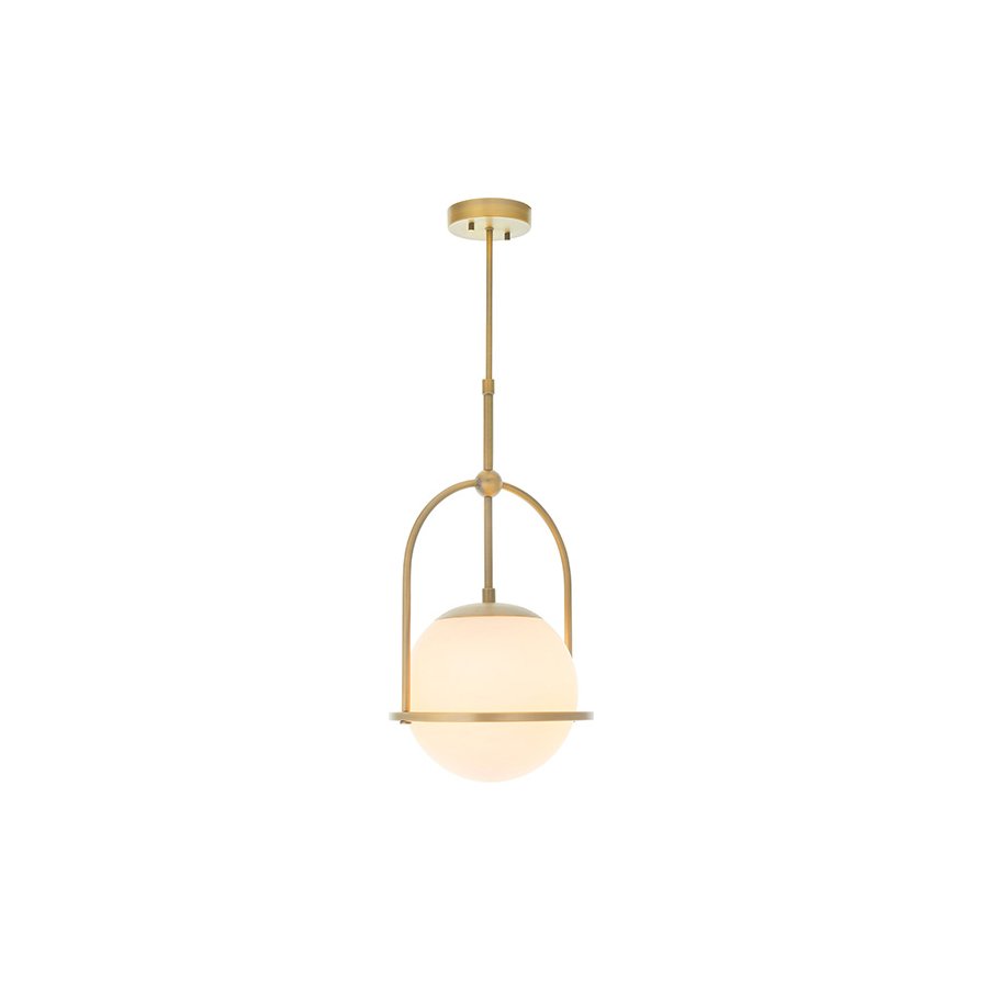 Endon Matt Antique Brass Single Pendant With Opal Glass And Adjustable Stem