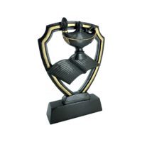 14cm Lamp of Knowledge Plaque (Graphite & Gol