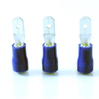 BM63-VR Blue Pre Insulated Male Push On Crimp Terminal 6.3mm (Pack of 100)