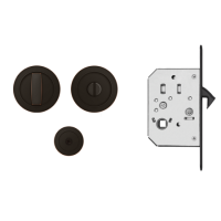 EPD 81, Pocket Door Set, Mortice Lock With Strike Plate, Esc. With Turn And Release, Spindle 8mm, Finger Sleeve, Oil Rubbed Bronze Finish
