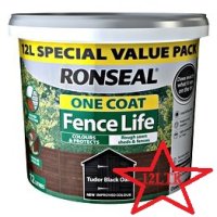 RONSEAL ONE COAT FENCELIFE TUDOR BLACK OAK 12LTR