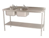 Double Bowl Sink 1500mm x 600mm x 900mm Right Hand Drainer 400mm x 400mm x 300mm Bowls