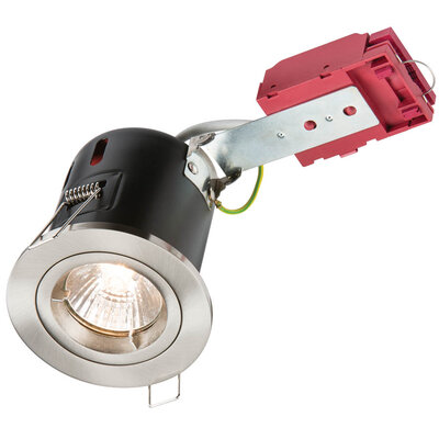 230V 50W Fixed GU10 IC Fire-Rated Downlight in Brushed Chrome