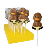 Easter chick decorated milk choc lollies in display - 18x35g