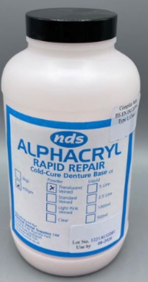 Alphacryl Rapid Repair Powder Trans-Veined 450g