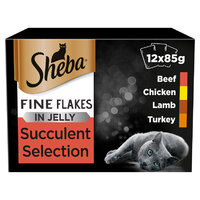 Sheba Cat Pouch Fine Flakes Succulent Collection in Jelly 85g 12pk x 4