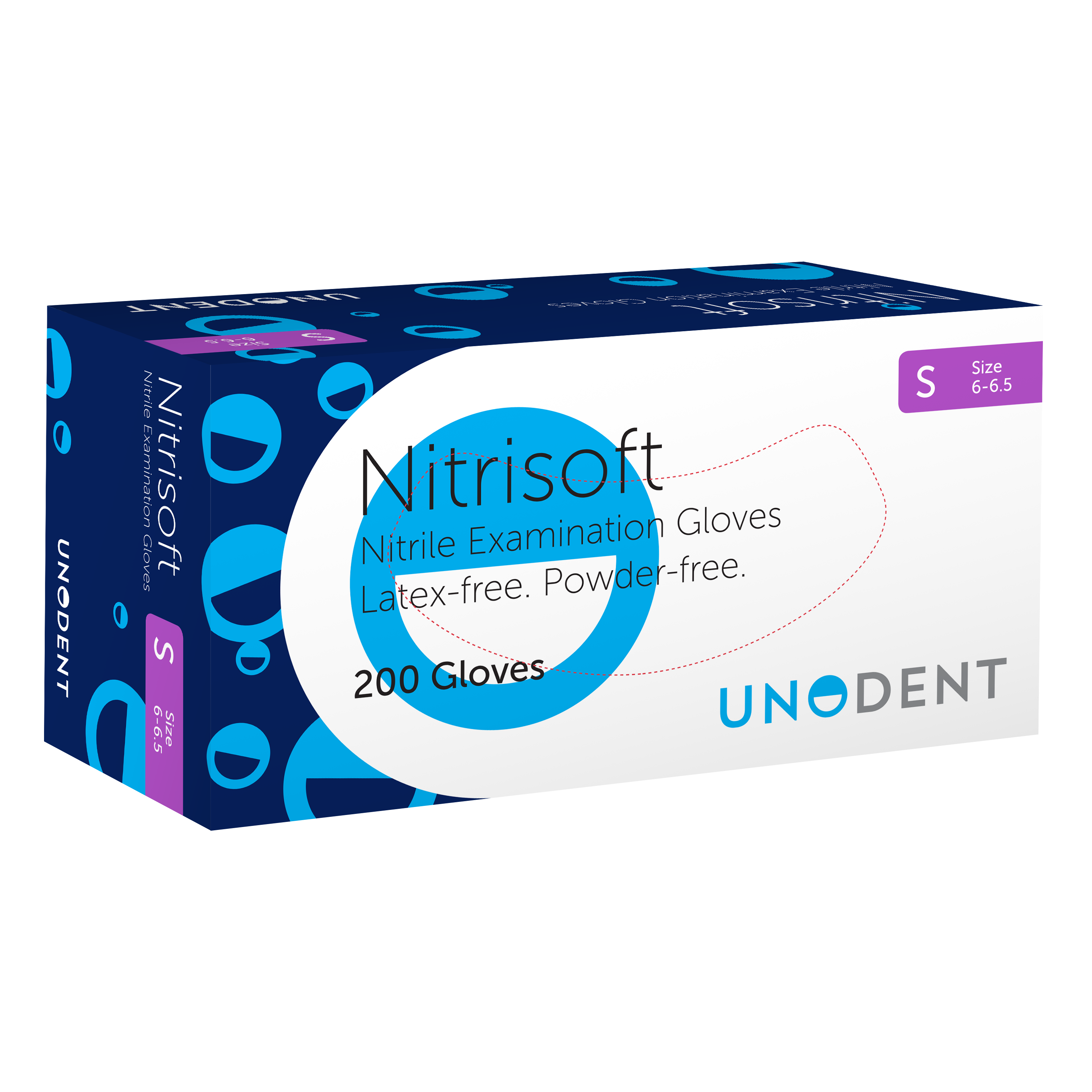 Unodent Nitrisoft Blue Nitrile Gloves Small (Pack of 200)