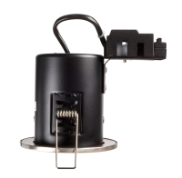 COMPACT 50W mains voltage pressed steel fire rated downlight, IP20, 72mm, Chrome, dimmable