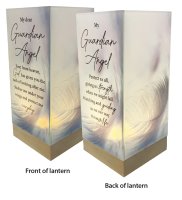 Glass Lantern/Wood Base/Guardian Angel   (84604)