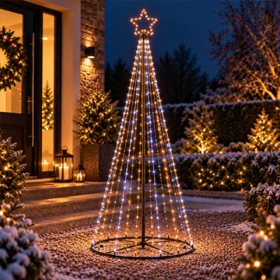 FlexiBright Light Up Pyramid Tree & Star - 2.5m
