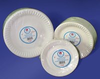 Round Disposable Paper Plates - White 9"