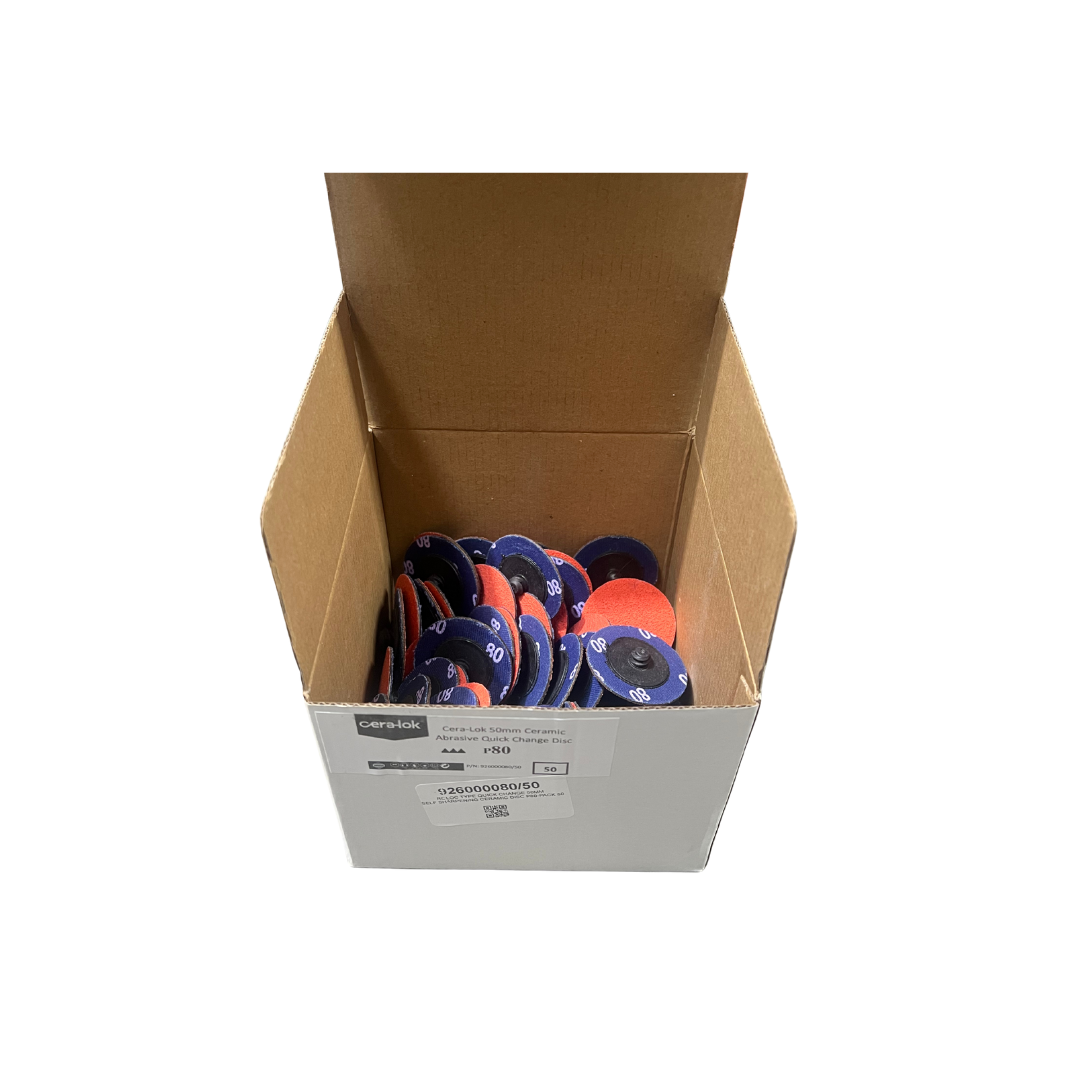 ROLOC TYPE QUICK CHANGE 50MM SELF SHARPENING CERAMIC DISC P80-PACK 50