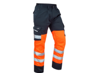 LEO Bideford Hi-Vis Cargo Trousers Orange/Navy