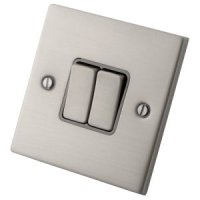 Stainless Steel 1 Gang 2 Way Switch 6033-002 - Grey Insert