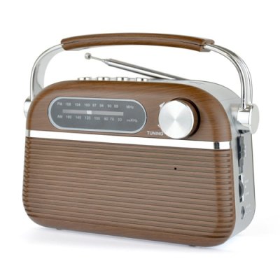 Lloytron Vintage Rechargeable Portable Bluetooth AM/FM Radio &ndash; Wood Effect | N6403WD