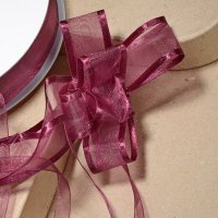 Organza Pull Bow Ribbon Burgundy - 33 Pieces 23mm x 15m
