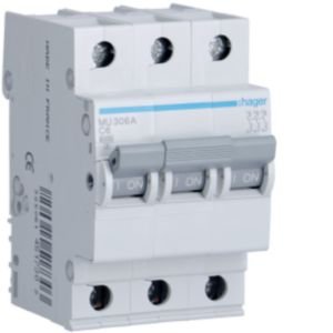 Hager 6A 3P C Curve 6kA MCB MU306A