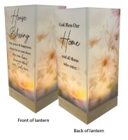 Glass Lantern/Wood Base/House Blessing   (84607)