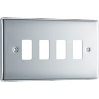NEXUS POLISHED CHROME GRID FACE PLATE 4 GANG