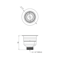 Top Fix Kitchen Strainer Waste 90mm G1 1/2" Gun Metal