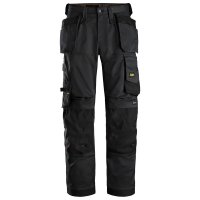 Snickers 6251 Stretch Loose fit Work Trousers, SHORT Length, Black/Black