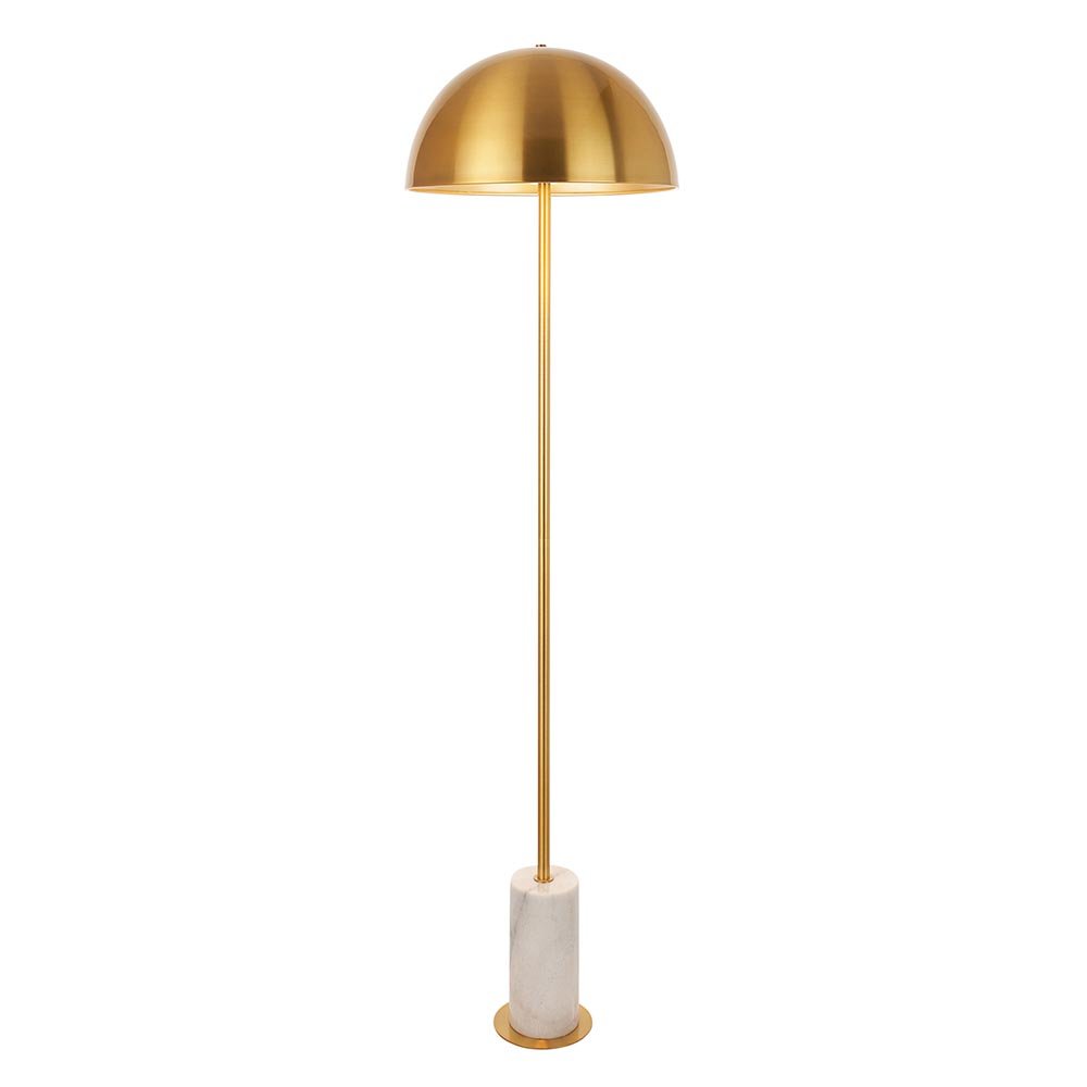 Endon Brushed Aged Brass & White Marble Floor Light