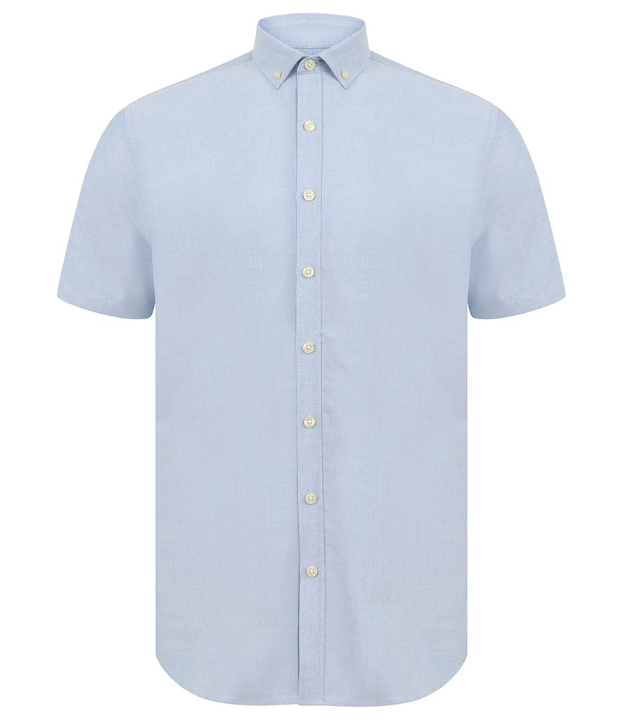HENBURY MODERN SHORT SLEEVE SLIM FIT OXFORD SHIRT