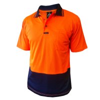 Hi-Vis Polo Shirt, S/S, Orange/Navy