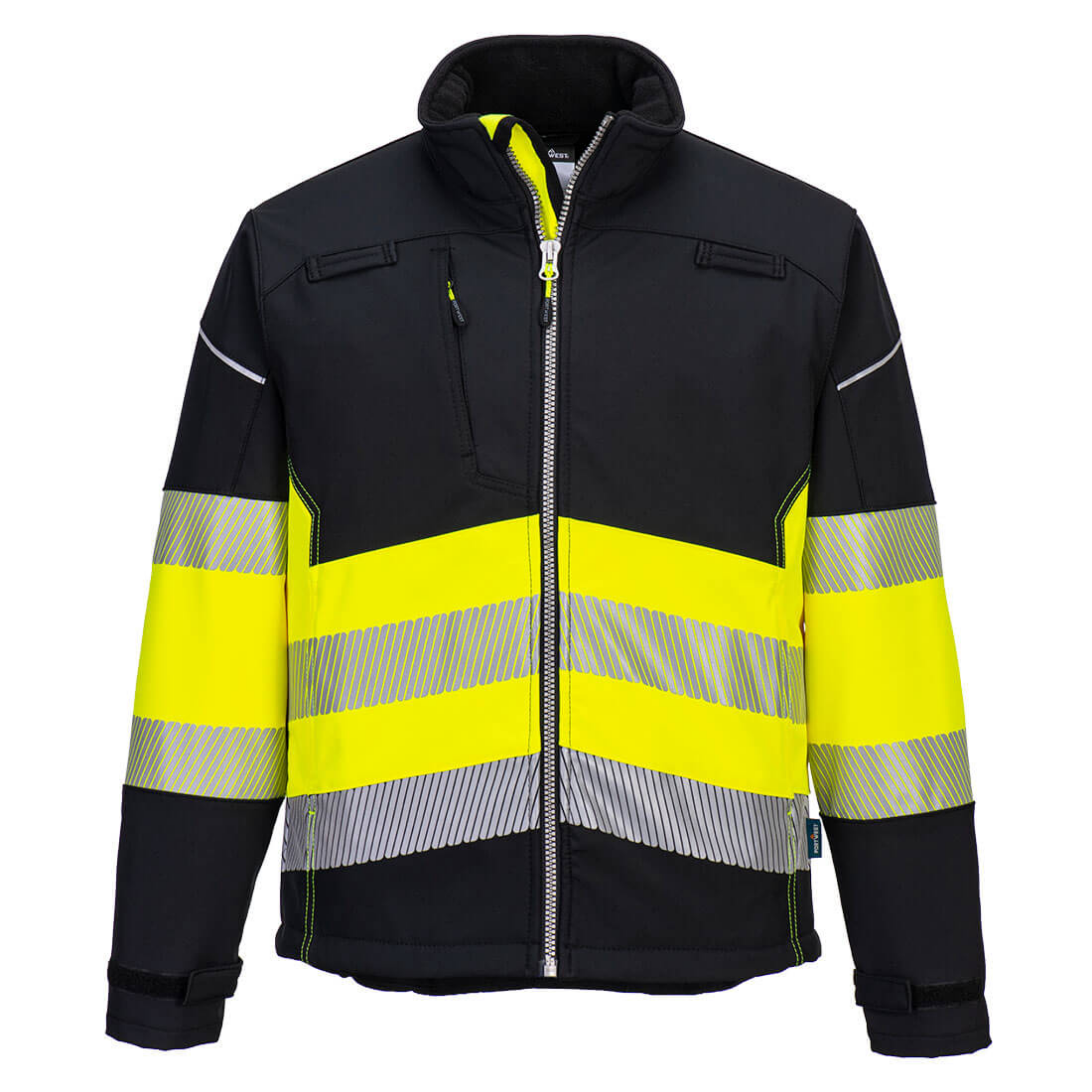 PW3 Hi-Vis Class 1 Softshell Jacket, Black/Yellow
