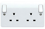 MK LOGIS PLUS 13A DOUBLE POLE NON STANDARD 2 GANG SWITCHED SOCKET.