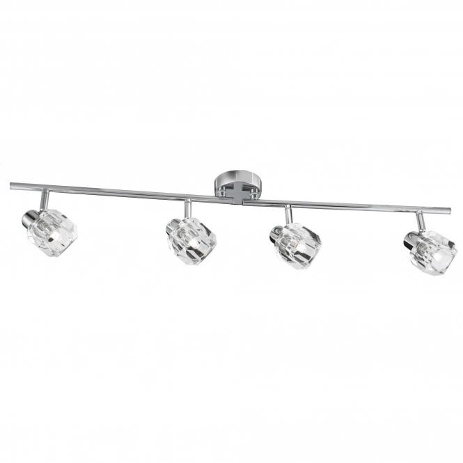 Searchlight Triton 4 Light Bar Spot Chrome/Clear Glass Shade