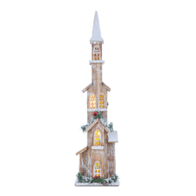 Jingles Timesmart LED Lit Wooden Church - 70cm