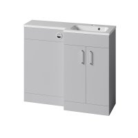 Tucker French Surrey 1100 x 340mm L-Shape Right Hand Basin with 600mm L-Shape Basin Unit Gloss Light Grey