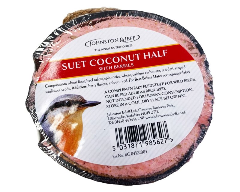 Johnston & Jeff Suet Coconut Halves with Berries x 10 AR Wholesale