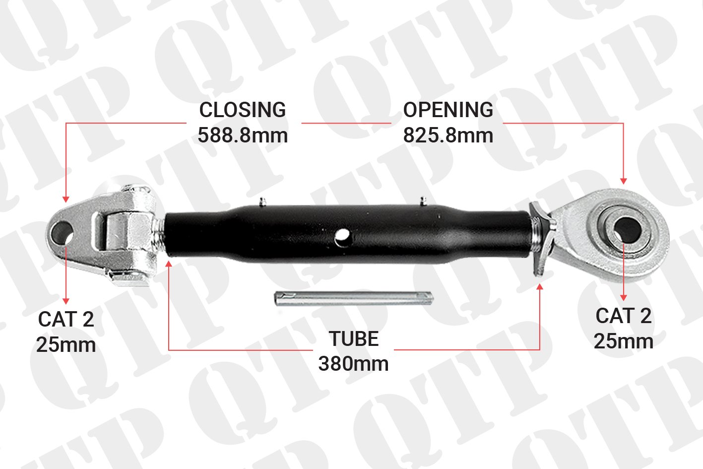 Heavy Duty Top Link (Cat 2 / 2 Knuckle Ball 380mm)