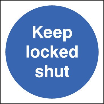 Keep locked shut 80x80mm adhesive backed