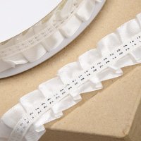 Pleated Edge Ribbon Ivory - 25mm x 10m