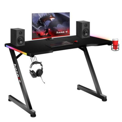 Huzaro Hero 2.5 RGB LED Gaming Desk - Black