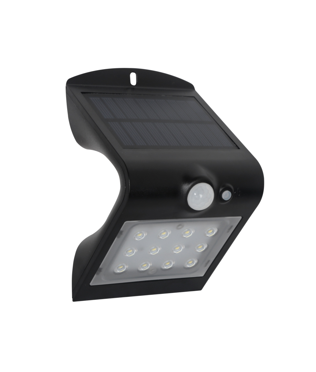 Robus Sol 1.5W IP65 4K Black Solar LED Wall Light