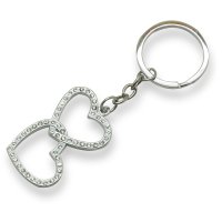 Metal Charm Diamante Heart Silver - 50 x 30mm