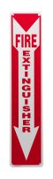 Fire Extinguisher Arrow, 4" x 18", Rigid Plastic (.030) w/4 holes