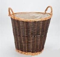 MANSION ROUND WICKER LOG BASKET WITH LINER