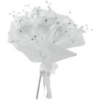 Satin Rose Pearl Bouquet White
