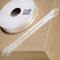 Printed Engagement Ribbon Ivory/Gold - 15mm x 10m