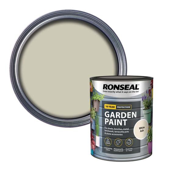 Ronseal Garden Paint White Ash Colour 750ML Tin