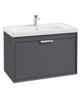 FJORD MIDNIGHT GREY MATT 80CM WALL HUNG VANITY UNIT-BRUSHED CHROME HANDLE