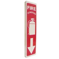 Fire Extinguisher w/Picture/Arrow, 4"W x 18"H, Angled, Rigid  Plastic (.040)