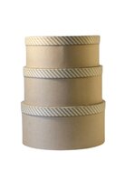 HAT BOX BROWN KRAFT SET OF 3 BOXES