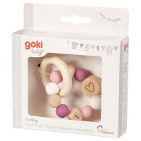 Goki Baby Touch Ring Elastic Heart -Pink