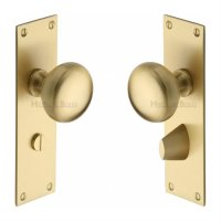 BAL8530-SB - Heritage Brass Mortice Knob on Bathroom Plate Balmoral Design Satin Brass Finish